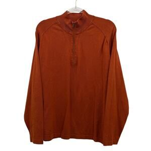 Tommy Bahama Silk Blend Golf Sweater Mens SZ L Orange 1/4 Zip Athleisure Comfort